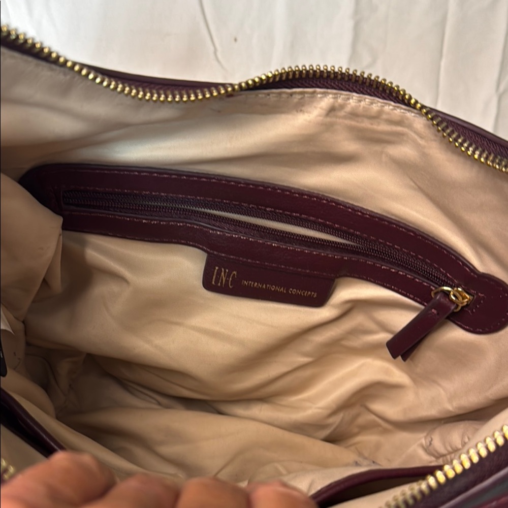 INC International Concepts Burgundy Studded Hobo Crossbody Bag - Picture 9 of 10